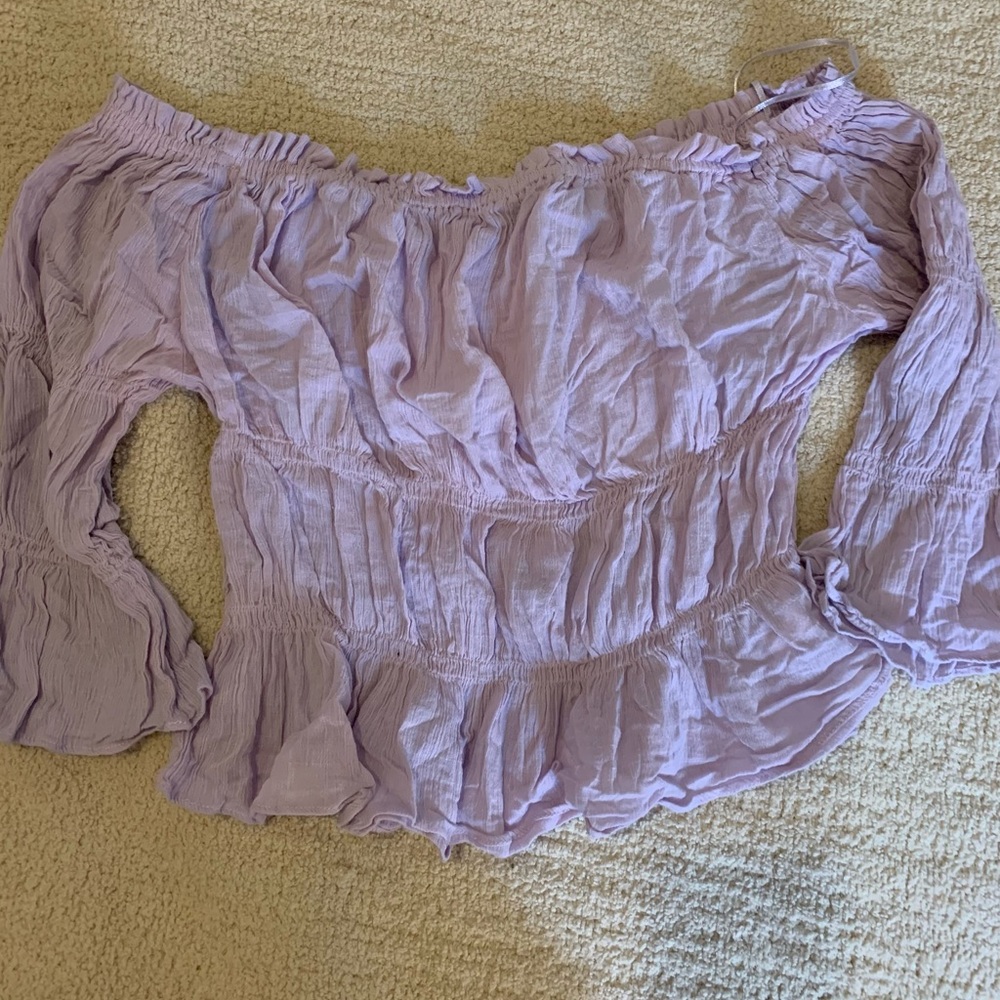 Lilac Rushed LUSH Cropped Blouse